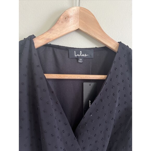 Lulus Black Swiss Dot Ruffled Midi Dress Size Xs NWT - Picture 6 of 11